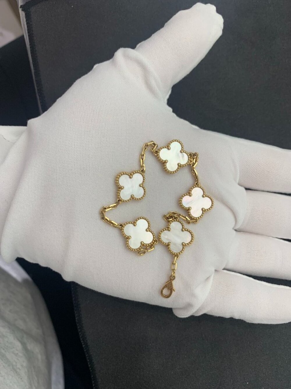 Van Cleef & Arpels Vintage Alhambra 5 Motif MOP 18K Gold Bracelet
